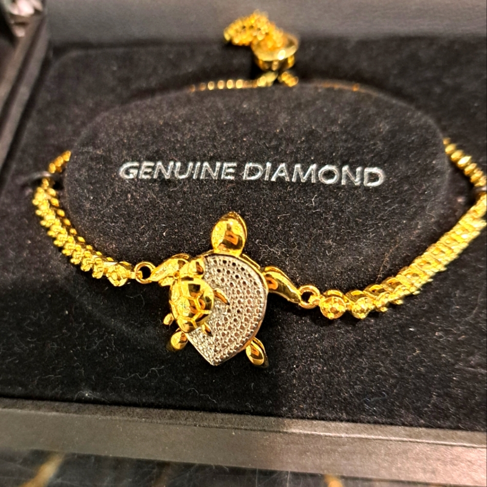 Gold & Diamond Turtle Bracelet